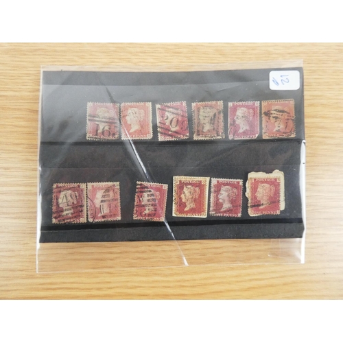 375 - 12 Penny Red's Great Britain stamps various plate numbers.