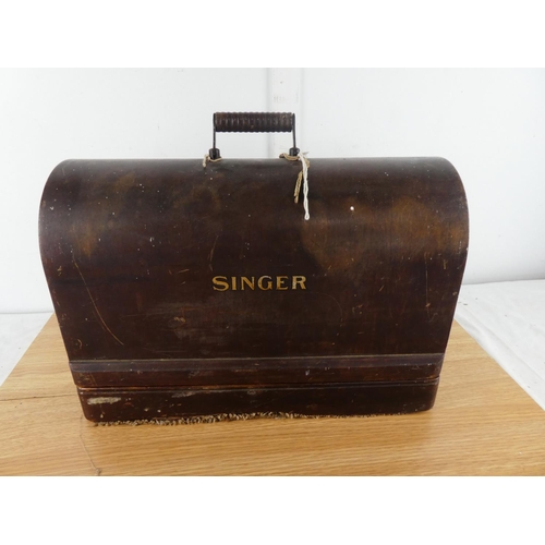 381 - A vintage Singer Sewing machine and case.