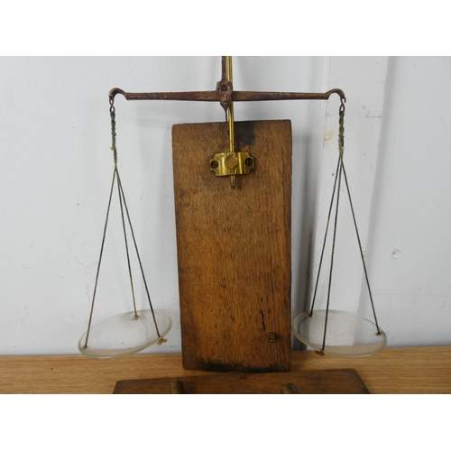 411 - A set of vintage jewellers scales & more.