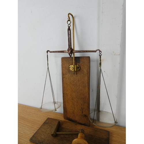 411 - A set of vintage jewellers scales & more.