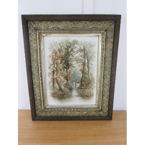 443 - A stunning ornate framed print 'Autumn in the Woods' by S Bowers.