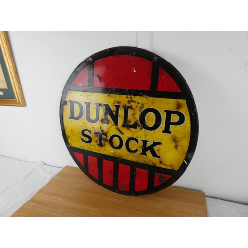 448 - A stunning original double sided enamel sign, 'Dunlop Stock', measuring 24