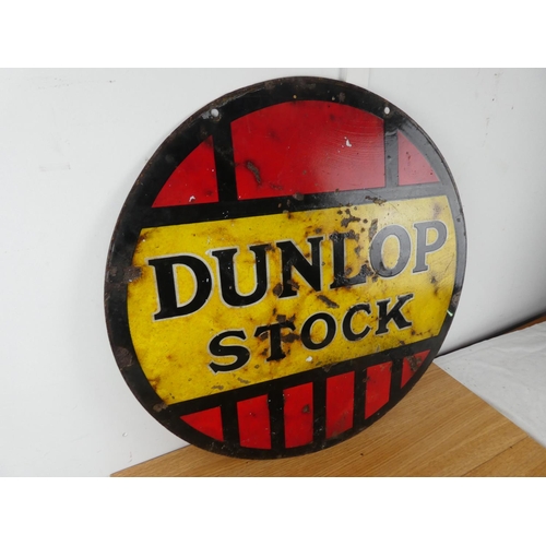 448 - A stunning original double sided enamel sign, 'Dunlop Stock', measuring 24