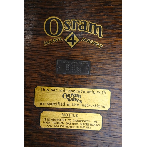 453 - A rare vintage wooden cased Osram Music Four Magnet Valve - Gecophone  BC710 - Ratio 3/1.