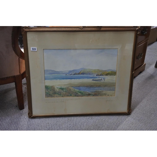 509 - A superb original framed and mounted watercolour 'The Strand Port, Port-na-Blagh, Co Donegal' by Iri... 