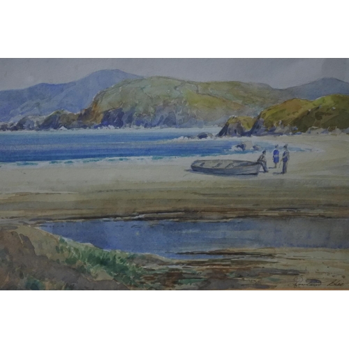 509 - A superb original framed and mounted watercolour 'The Strand Port, Port-na-Blagh, Co Donegal' by Iri... 