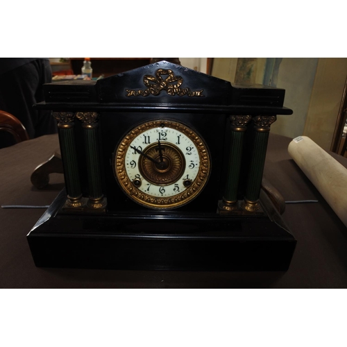 511 - A stunning antique/ Victorian slate mantle clock.