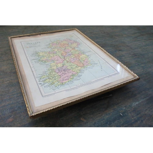 535 - A small framed map of Ireland.