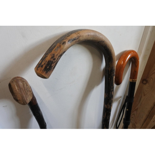 539 - An antique blackthorn walking stick and two others.