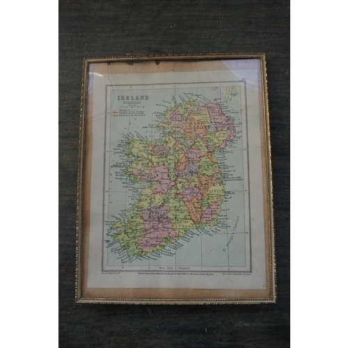 535 - A small framed map of Ireland.