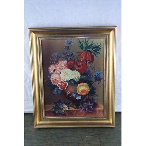 688 - A stunning gilt framed 'Original Oleograph' floral picture, measuring 35cm x 27cm.