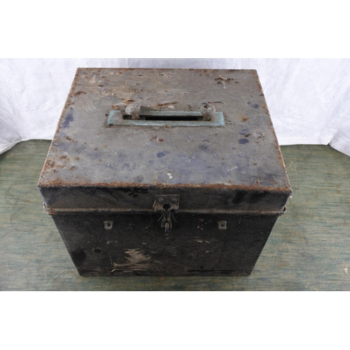 718 - An antique metal ballot box.