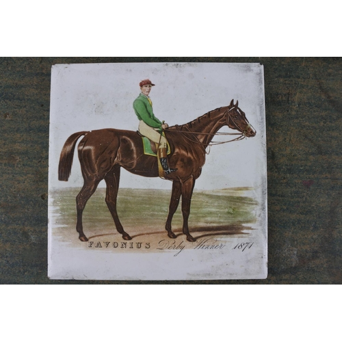 722 - A set of five vintage H & R Johnston equestrian tiles.