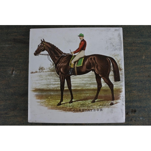 722 - A set of five vintage H & R Johnston equestrian tiles.