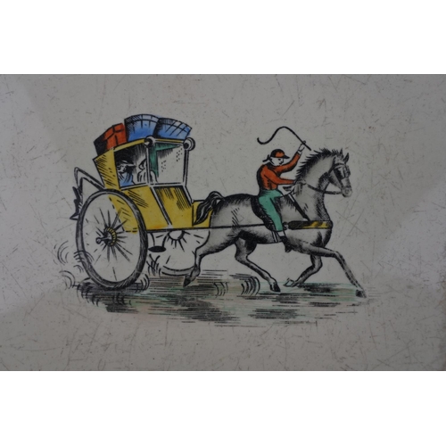 723 - A set of six vintage horse and carriage tiles.