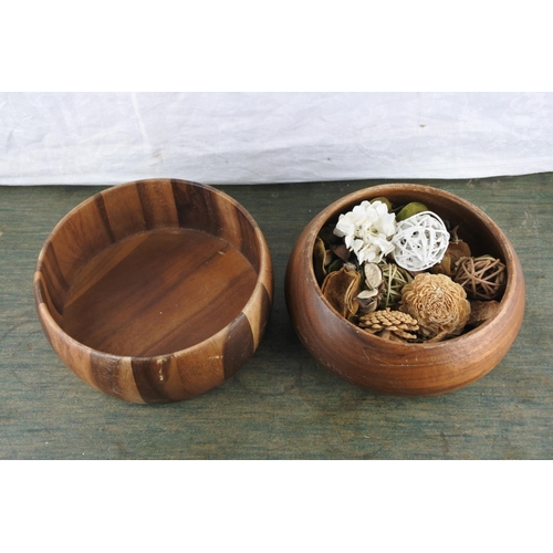 739 - Two wooden vintage bowls.