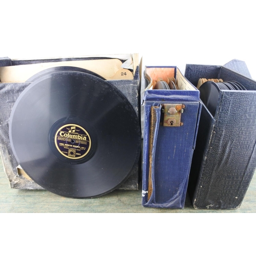 745 - Three cases of His Master's Voice gramophone records and more.