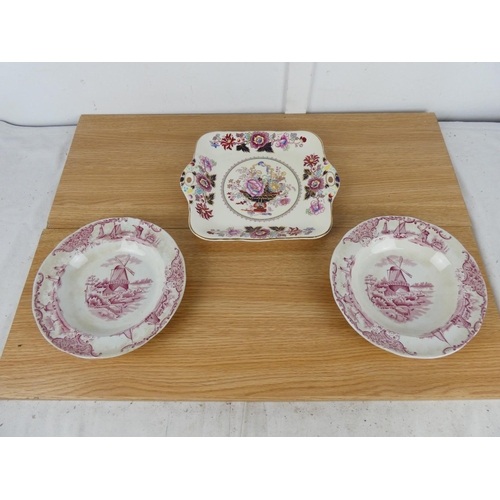 758 - A Mason's Ironstone 'Brocade' square plate and more.