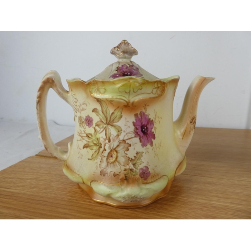 759 - A stunning Carlton Ware 'Rouge Royale' jug and antique teapot.