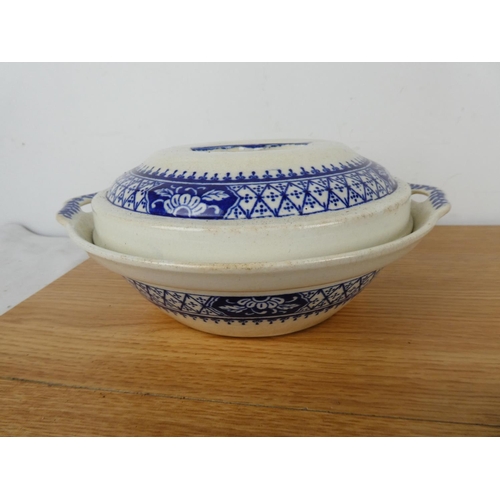 760 - A set of six antique blue and white soup bowls and more.