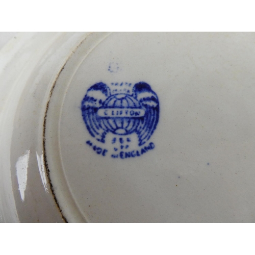 760 - A set of six antique blue and white soup bowls and more.