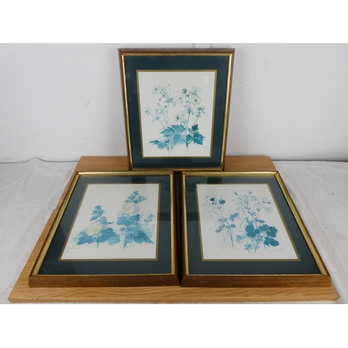 770 - A set of three oak framed prints, each measuring 26cm x 22cm in size.