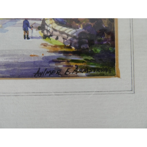 773 - A small framed watercolour signed Aylmer E Armstrong, measuring 10cm x 14cm in size.