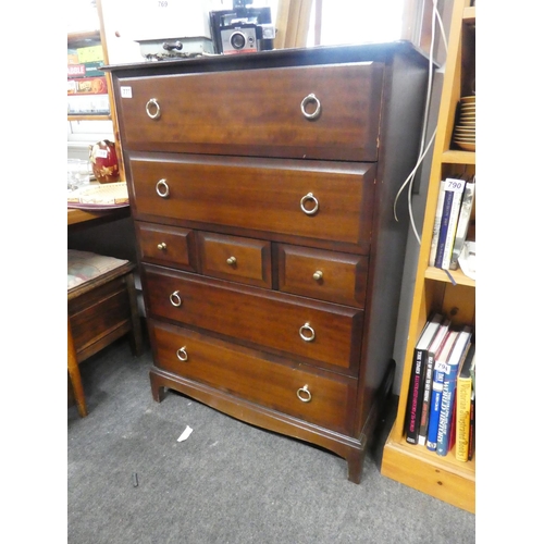 777 - A Stag chest of seven drawers, measuring 111cm x 82cm x 46cm approximately.