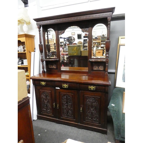 800 - A stunning antique mahogany mirror backed sideboard, measuring 212cm x 151cm x 55cm in size.