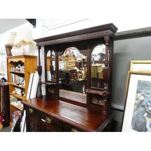 800 - A stunning antique mahogany mirror backed sideboard, measuring 212cm x 151cm x 55cm in size.