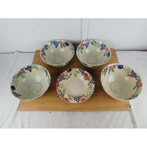 804 - 4 large Royal Winton Spongeware bowls & a matching dish.