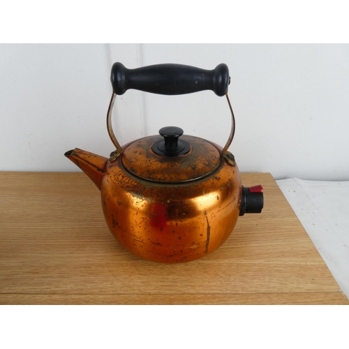 839 - A vintage red enamel coffee pot and two others.