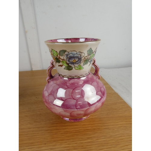 850 - A stunning Maling salad bowl and spoon and a Maling 'Peony Rose' vase.