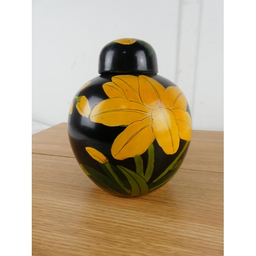 875 - A large hand painted ginger jar.