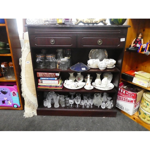 877 - A mahogany bookcase with two drawers.