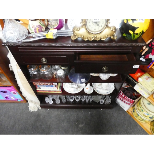 877 - A mahogany bookcase with two drawers.