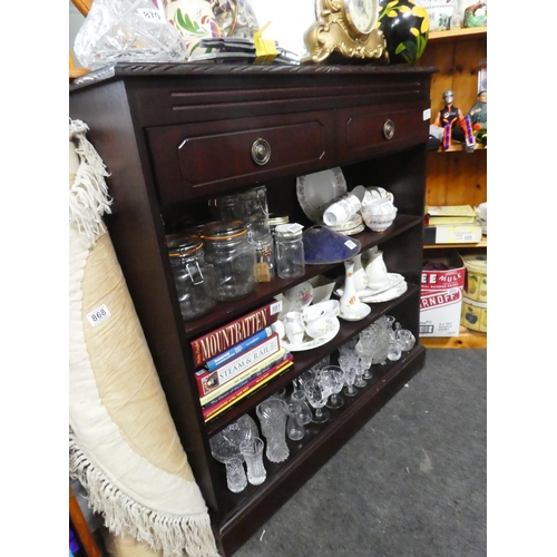 877 - A mahogany bookcase with two drawers.