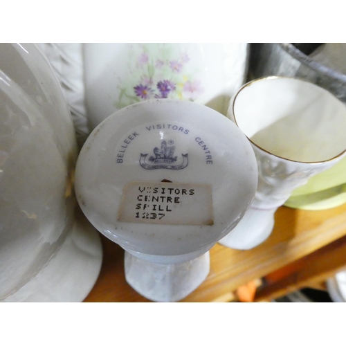 890 - A large lot of ceramics to include a small Hammersley bone china dish, Belleek and more.