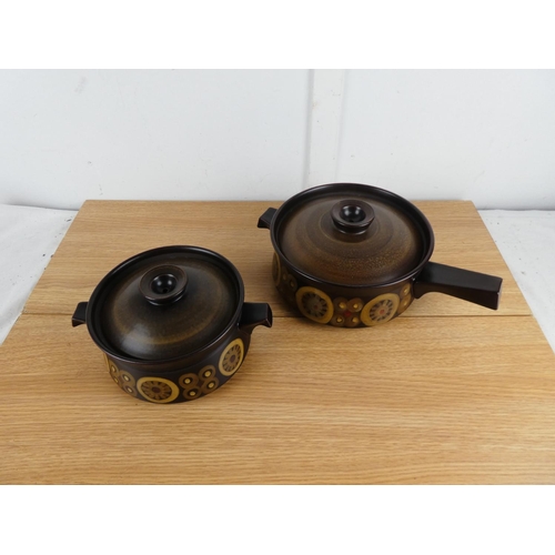 892 - A vintage Denby saucepan and lidded casserole dish.