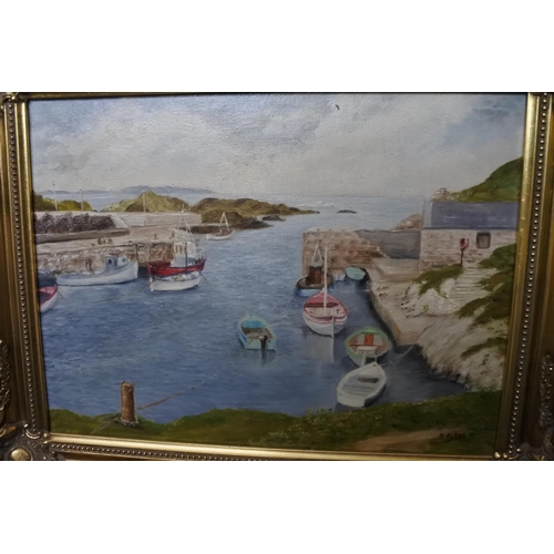 918 - A pair of gilt framed oil paintings signed M Pyper, each measuring 29cm x 39cm.