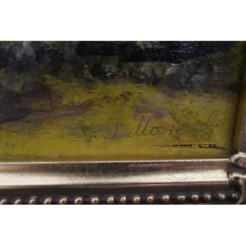 918 - A pair of gilt framed oil paintings signed M Pyper, each measuring 29cm x 39cm.