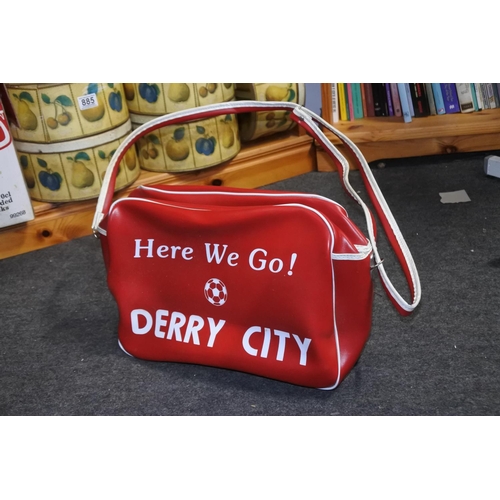 924 - A vintage sports bag 'Here We Go - Derry City'.