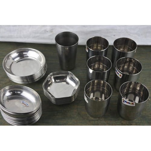 943 - Six manak steel tumblers and more.