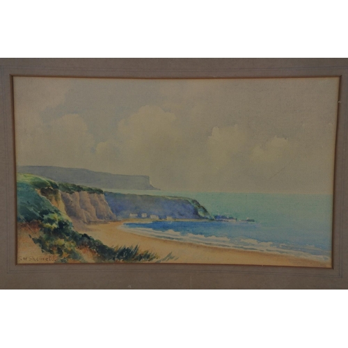 955 - An unframed watercolour 'Portbradden & Whitepark Bay' signed, measuring 18cm x 31cm.