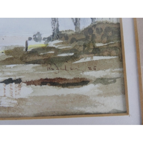 1005 - A framed watercolour of a homestead unsigned, measuring 19cm x 27cm.