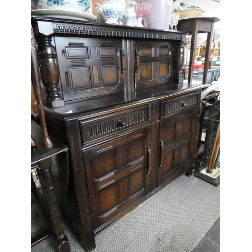 1015 - An old charm style dresser, measuring 125cm x 116cm x 46cm approximately.