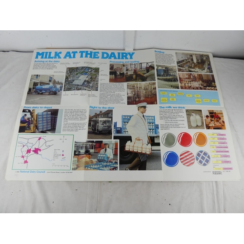 1042 - Three large vintage 'Milk at the Diary' poster and another 'Milk from the Farm'.