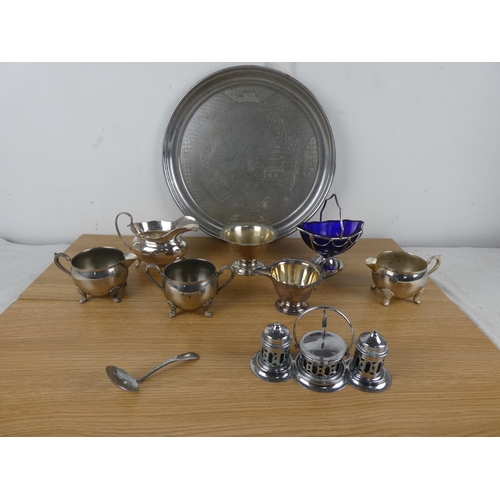 1054 - A job lot of silver plate ware.