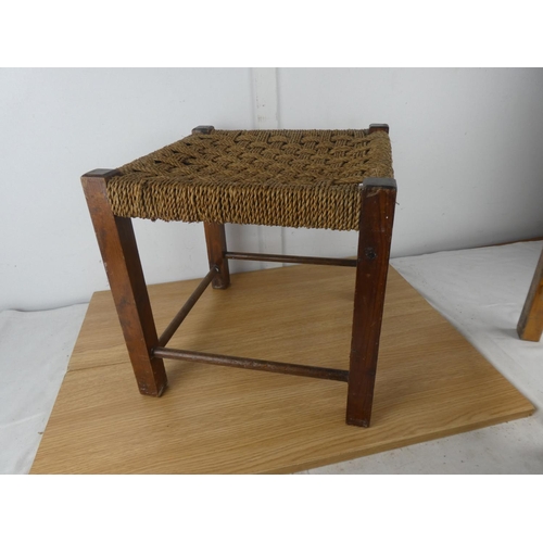 1060 - A pair of vintage rattan topped stools.