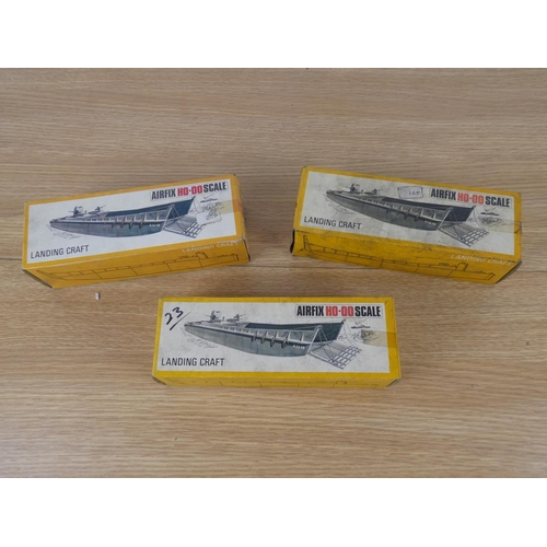 1074 - Three vintage Airfix 'Landing Craft' boxes and contents.